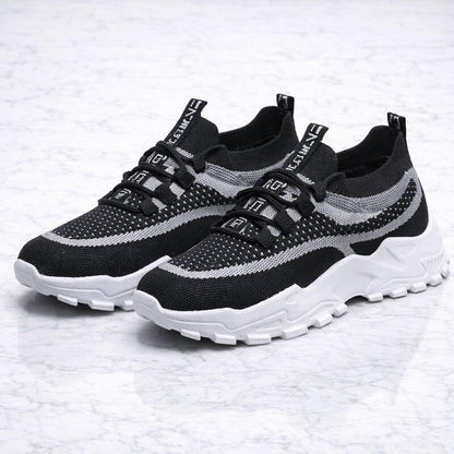 CloudWeave – Lätta Slip-On Sneakers för Dam med Andningsbar Flyknit, Snörning och Låg Klack